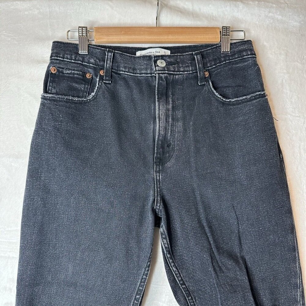 Abercrombie & Fitch Jeans 27/4S Black Ankle Straight Ultra High Rise Distressed - Picture 3 of 11